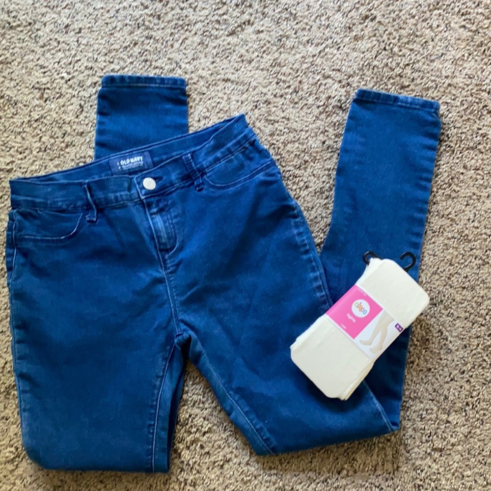 Old Navy jeggings. Girls Size 14 & 1 pair Beige Tights. Sz 12-14